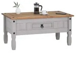 CARO-M&ouml;bel Couchtisch, Grau, Holz, Kiefer, Vintage, Rechteckig,Rechteckig,...