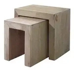 Massivmoebel24 Beistelltisch, Beige, Holz, Echtholz,Akazie, Rechteckig, 45x45x35 cm,