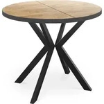 WFL Group Esstisch, Eiche Wotan, Metall, 8-Sitzer, Rund,Rund, 180x76x100 cm,