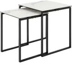 Beistelltischset, Schwarz, Wei&szlig;, Metall, Glas, Keramik, 2-teilig, quadratisch,