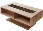 Livetastic Couchtisch, Schwarz, Wildeiche, Holz, Glas, Holzwerkstoff, Wildeiche,