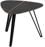 Beistelltisch, Schwarz, Metall, Stein, Freiform, eckig, Haarnadel, 45x35x45 cm,