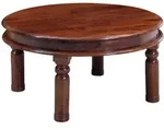Massivmoebel24 Couchtisch, Dunkelbraun, Holz, Echtholz,Akazie, Rund, 90x45x90 cm,