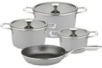 GSW Kochtopfset Stratos, Hellgrau, Metall, 4-teilig, backofengeeignet, kratzfest,