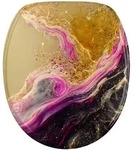 Sanilo WC, Gold, Holzwerkstoff, Oval, 38x6x47 cm, Badezimmer, WC Ausstattung, WC