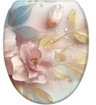 Sanilo WC, Hellrosa, Holzwerkstoff, Oval, 38x6x47 cm, Badezimmer, WC Ausstattung, WC