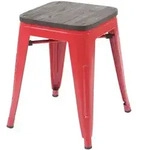 MCW Hocker, Rot, Holz, 39x45x39 cm, Wohnzimmer, Hocker, Sitzhocker