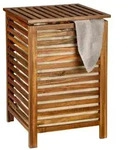 Wenko W&auml;schesack, Natur, Akazie, Holz, Textil, Akazie, massiv, 45x65x45 cm, Ordnen &