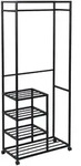 Kleiderwagen, Schwarz, Metall, 75x183x35 cm, Garderobe, Garderobenst&auml;nder