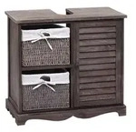 MCW Waschbeckenunterschrank, Grau, Braun, Holz, Paulownia, 65x60x31 cm,...