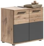Mid.you Waschbeckenunterschrank, Grau, Eiche, Kunststoff, 1 F&auml;cher, 60x56x34 cm, FSC