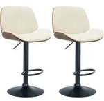 CLP Barhocker, Creme, Walnuss, Metall, 49.5x90x50 cm, Esszimmer, Barm&ouml;bel,...