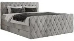 MKS Boxspringbett, Hellgrau, Textil, 2-Sitzer, H4, Rechteckig, 200x200 cm,