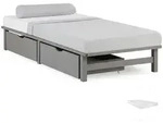 Homestyle4u Stauraumbett, Grau, Holz, Kiefer, 90x200 cm, Schlafzimmer, Betten