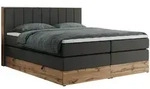 MKS Boxspringbett, Dunkelgrau, Textil, 2-Sitzer, H3, Rechteckig, 140x200 cm,