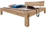 Massivmoebel24 Balkenbett, Beige, Holz, Echtholz,Wildeiche, Rechteckig, 160x200...