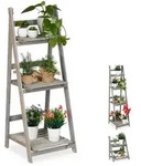 Relaxdays Blumentreppe, Grau, Holz, 41x108x40 cm, Wohnzimmer, Wohnzimmertische,