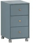 Mid.you Rollcontainer, Blau, Holzwerkstoff, Eiche, massiv, 3 Schublade(n) Schubladen,