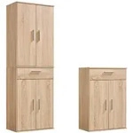 Mokebo Mehrzweckschrank, Sonoma Eiche, Holzwerkstoff, 4 F&auml;cher, 60x180x34 cm,