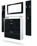 Vladon Garderobe, Schwarz Hochglanz, Holzwerkstoff, 180x180x23 cm, Garderobe,