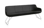 Musterring Sitzbank Tavia, Schwarz, Metall, Echtleder, Rindleder, 3-4-Sitzer,