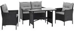 Svita Gartenlounge, Schwarz, Metall, 4-Sitzer, rechteckig, Loungem&ouml;bel,