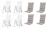 Gardenson Gartenstuhl-Set, Wei&szlig;, Taupe, Kunststoff, Textil, 44x111x50 cm, klappbar,