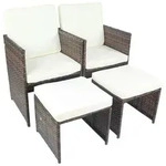 Ambia Garden Gartensessel-Set, Braun, Metall, Kunststoff, Textil, F&uuml;llung: