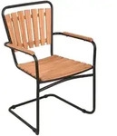 Gardenson Gartenstuhl, Braun, Schwarz, Holz, Metall, Teakholz, Hartholz, Rundrohr,