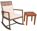 Deluke Outdoor-Schaukelstuhl, Hellbraun, Holz, 45x45x45 cm, Gartenm&ouml;bel,