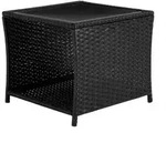 Woltu Gartentisch, Schwarz, Kunststoff, Metall, Glas, Rechteckig,quadratisch,