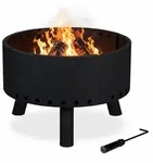 Relaxdays Feuerschale, Schwarz, Metall, 58.5x40.5x58.5 cm, Freizeit, Campingzubeh&ouml;r,