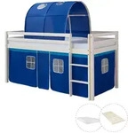 Homestyle4u Hochbett, Wei&szlig;, Blau, Holz, Kinder- & Jugendzimmer, Kinderm&ouml;bel,