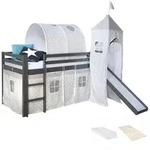 Homestyle4u Hochbett, Grau, Holz, Kinder- & Jugendzimmer, Kinderm&ouml;bel,...