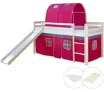 Homestyle4u Hochbett, Wei&szlig;, Pink, Holz, 90x200 cm, Kinder- & Jugendzimmer,