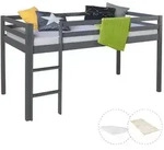 Homestyle4u Hochbett, Grau, Holz, Kinder- & Jugendzimmer, Kinderm&ouml;bel, Kinderbetten,