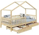 Idimex Hausbett, Natur, Holz, Kiefer, Mode, 96x148x206 cm, FSC Mix, Kinder- &