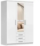 imoebel24 Dreht&uuml;renschrank, Wei&szlig;, Holzwerkstoff, 6 F&auml;cher, 3 Schubladen,