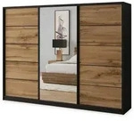 Masseno Schwebet&uuml;renschrank, Schwarz, Eiche Wotan, Holzwerkstoff, 9 F&auml;cher, 4