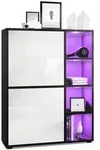 Vladon Highboard, Wei&szlig; Hochglanz, Holzwerkstoff, 79x105.5x35.5 cm, Wohnzimmer,