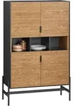 SoBuy K&uuml;chenschrank, Schwarz, Natur, Holzwerkstoff, Metall, 84x132x40 cm, K&uuml;chen,