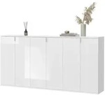 Inn.Furn Sideboard, Wei&szlig; Hochglanz, Holzwerkstoff, Metall, Nachbildung, Uni, 15