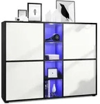 Vladon Highboard, Wei&szlig;, Holzwerkstoff, 130.5x105.5x35.5 cm, Wohnzimmer,...