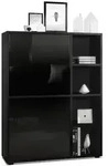 Vladon Highboard, Schwarz Hochglanz, Holzwerkstoff, 79x105.5x35.5 cm,...