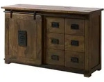 Massivmoebel24 Sideboard, Braun, Holz, Echtholz,Mangoholz, 1 F&auml;cher, 6 Schubladen,