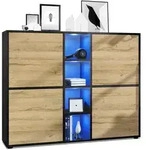 Vladon Highboard, Eiche, Holzwerkstoff, 130.5x105.5x35.5 cm, Wohnzimmer,...