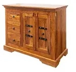 Massivmoebel24 Kommode, Braun, Holz, Echtholz,Akazie, 1 F&auml;cher, 3 Schubladen,
