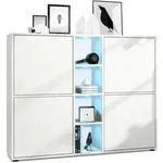 Vladon Highboard, Wei&szlig;, Holzwerkstoff, 130.5x105.5x35.5 cm, Wohnzimmer,...