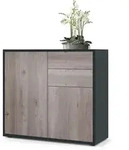 Vladon Kommode, Silbereichen, Holzwerkstoff, 79x74x36 cm, Wohnzimmer, Kommoden &