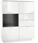 Vladon Highboard, Schwarz Hochglanz, Holzwerkstoff, 103x123x37.5 cm, Wohnzimmer,